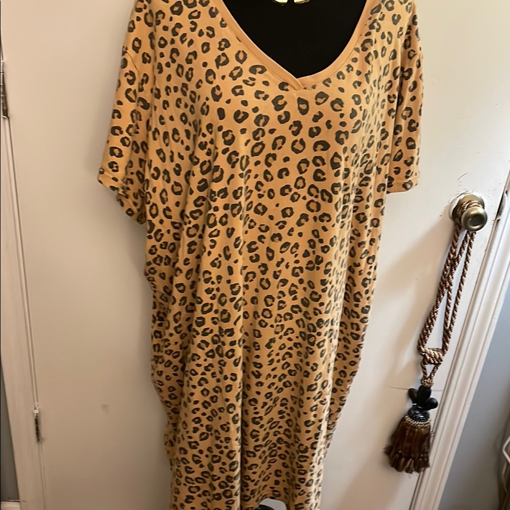Leopard Print V-Neck Dress